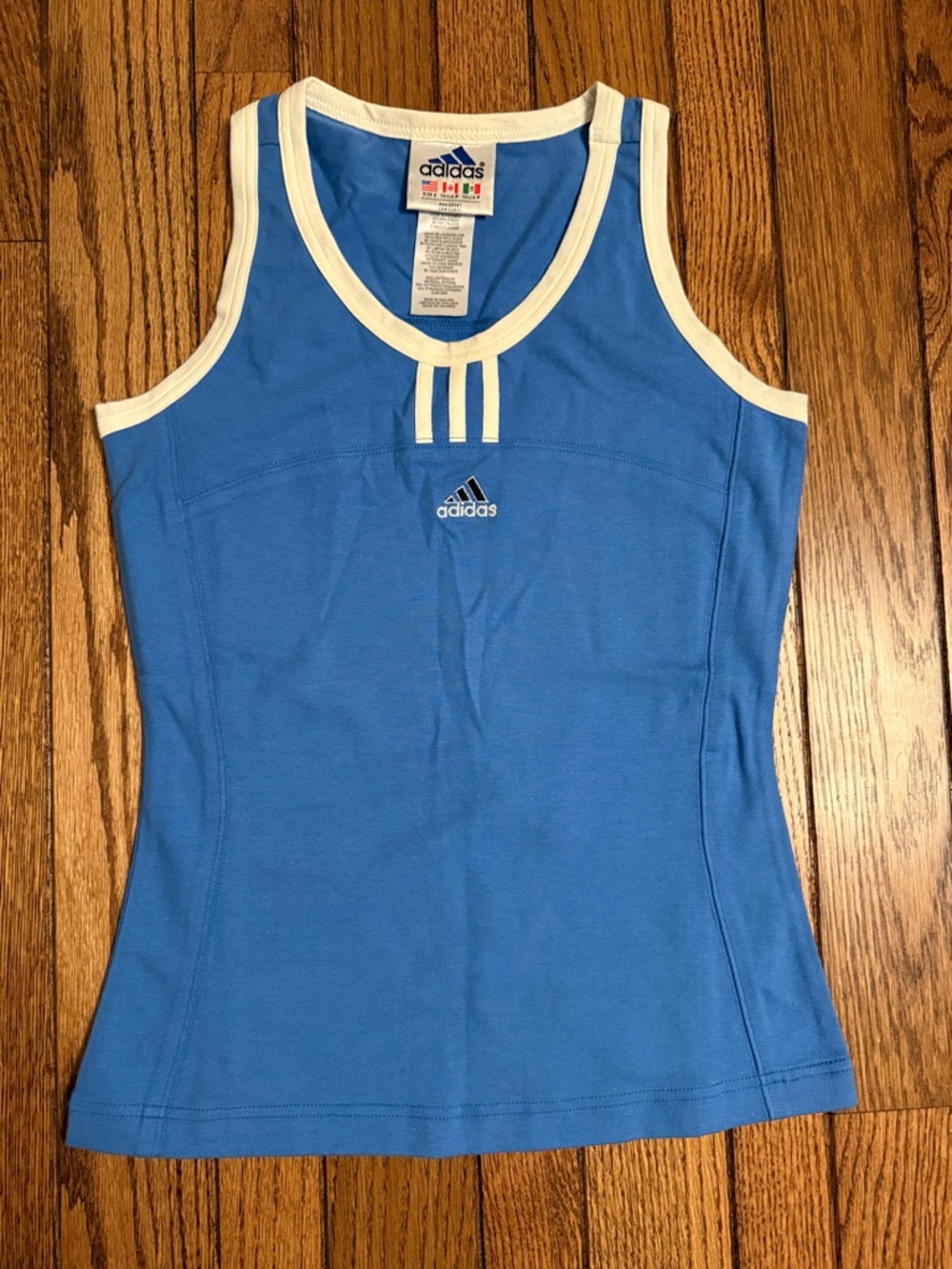 Adidas Vintage Style Athletic Tank Top size S Blue with white stripes